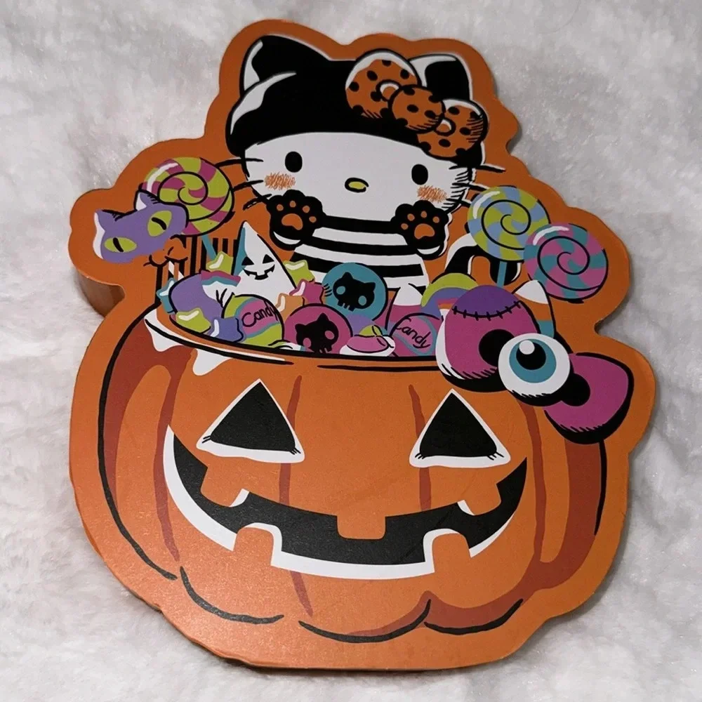 Hello Kitty Halloween Wooden Pumpkin Hanging Wall Plaque Decor NEW